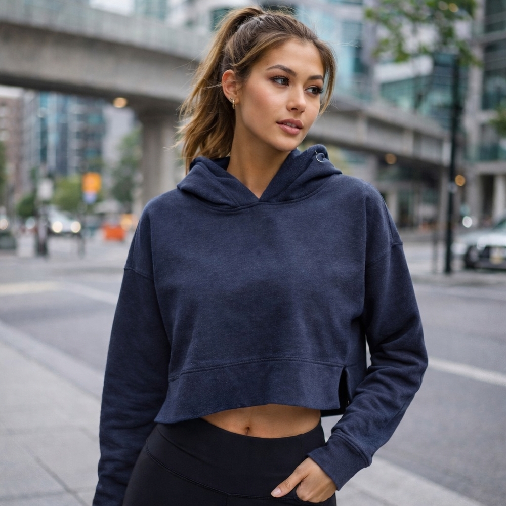 Lululemon Cropped Hoodie | Athletic Lounge Pullover Sweatshirt | Soft Minimalist - Picture 1 of 6